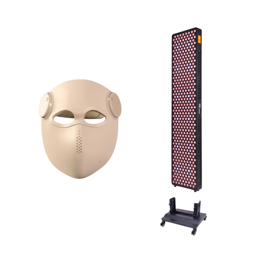 Halo Red Light Therapy Panel with Floor Stand & LED Face Mask Bundle