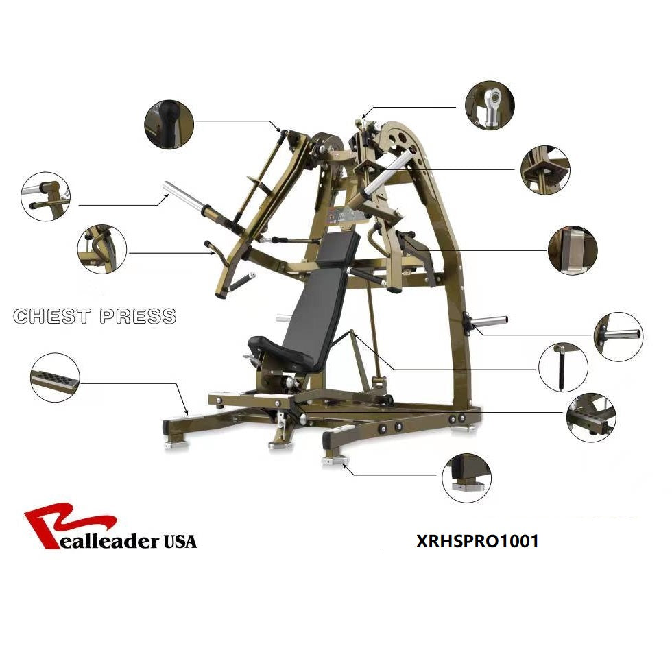 Realleader USA XRHSPRO1001 Commercial Iso-Lateral Chest Press-Gym Direct