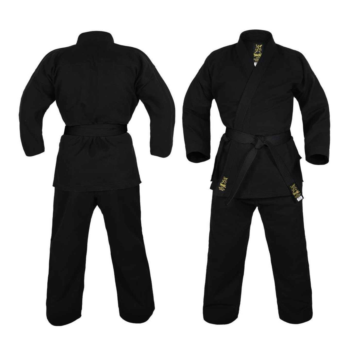 Yamaski Gold Deluxe Brushed Canvas Karate Uniform Black - 14oz