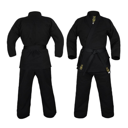 Yamaski Gold Deluxe Brushed Canvas Karate Uniform Black - 14oz