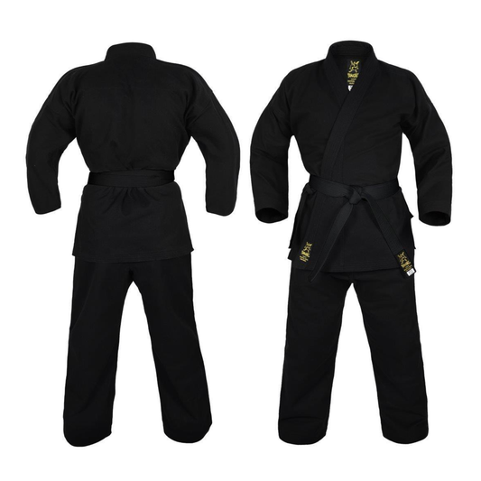 Yamaski Gold Deluxe Brushed Canvas Karate Uniform Black - 14oz
