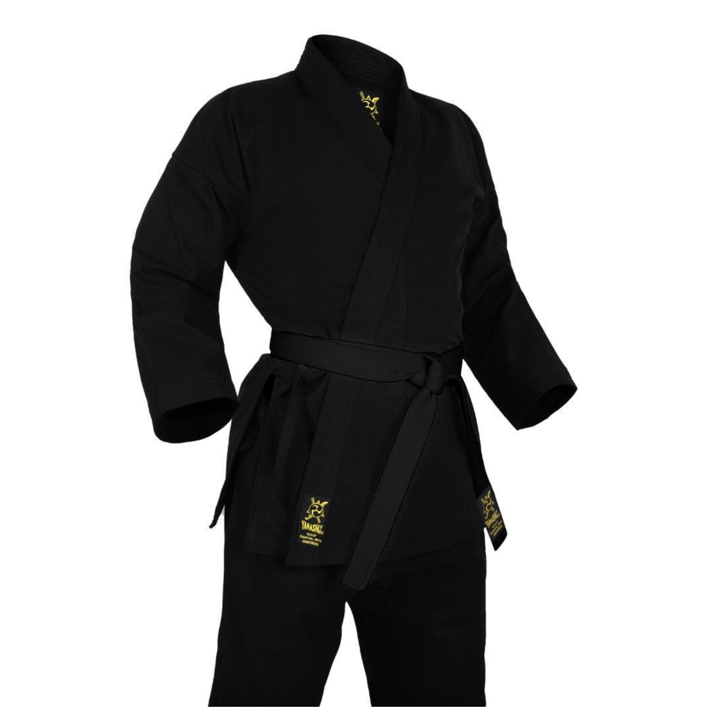 Yamaski Gold Deluxe Brushed Canvas Karate Uniform Black - 14oz
