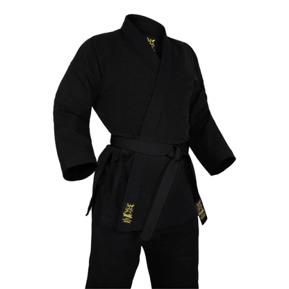 Yamaski Gold Deluxe Brushed Canvas Karate Uniform Black - 14oz