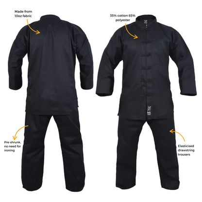 Yamasaki Kung Fu Uniform (Black Trim) - 10Oz