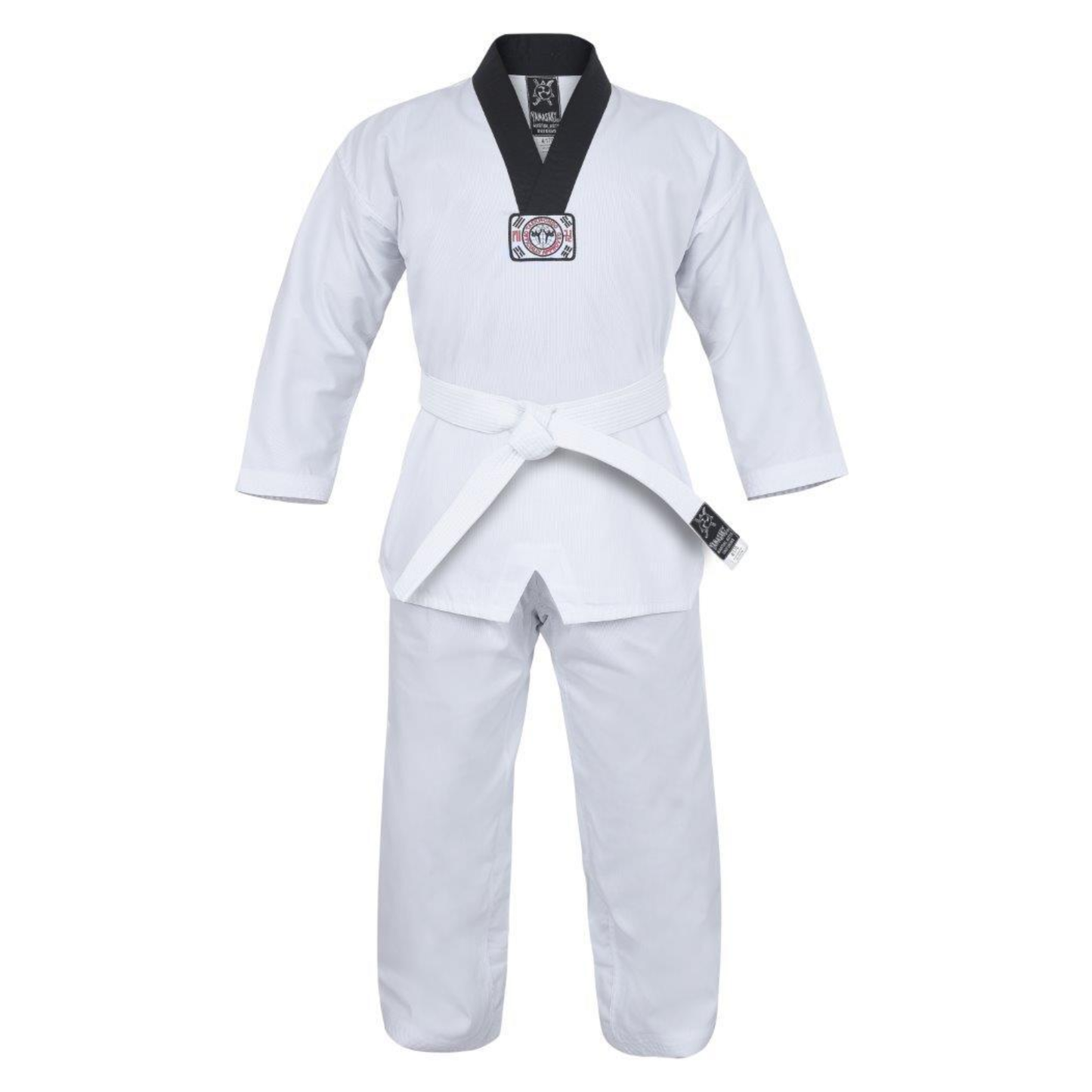 Yamasaki V2 Ribbed Taekwondo Uniform - Black V Neck - 8oz