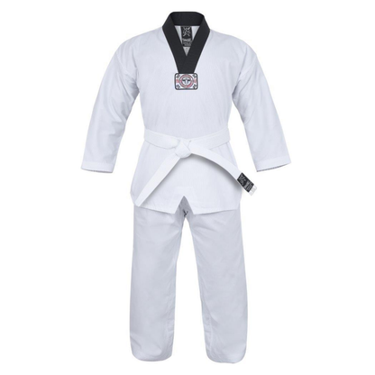 Yamasaki V2 Ribbed Taekwondo Uniform - Black V Neck - 8oz