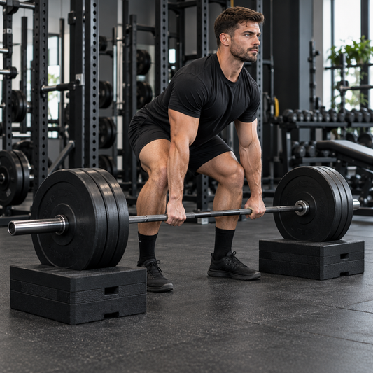 Muscle Motion Stackable Rubber Deadlift Blocks (Pair) (Black)