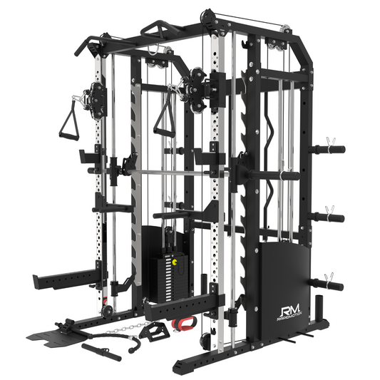 Rapid Motion FT1008 Commercial Smith Machine Power Rack and Functional Trainer 3 in 1