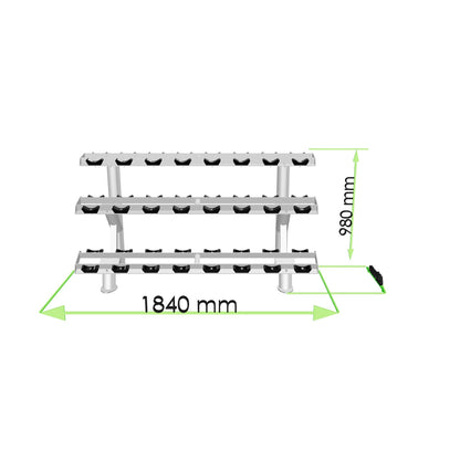 RMC Commercial Dumbbell Rack 3 Tier - 12 Pairs - VOLTZ Series