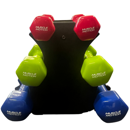 Muscle Motion Vinyl Dumbbell Set 1/2/3kg + Rack