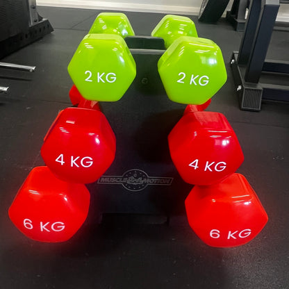 Muscle Motion Vinyl Dumbbell Set 2/4/6kg + Rack
