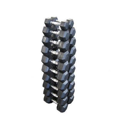 10kg to 40kg Rubber Hex Dumbbells - 10 Pairs-Rubber Hex Dumbbell Package-Gym Direct