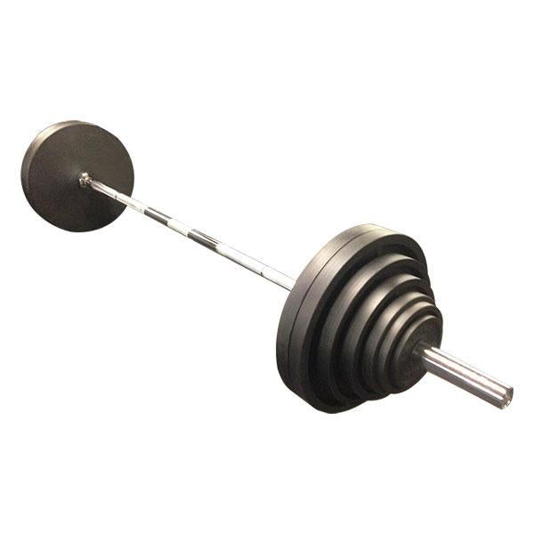 127.5kg Barbell Set  127.5Kg Adjusatable Cast Iron Barbell Set-Olympic Size Barbell + Cast Iron Plates Package-Gym Direct