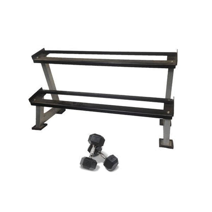 1kg - 15kg Rubber Hex Dumbbell Set with 2 Tier Rack-Rubber Hex Dumbbell Package-Gym Direct