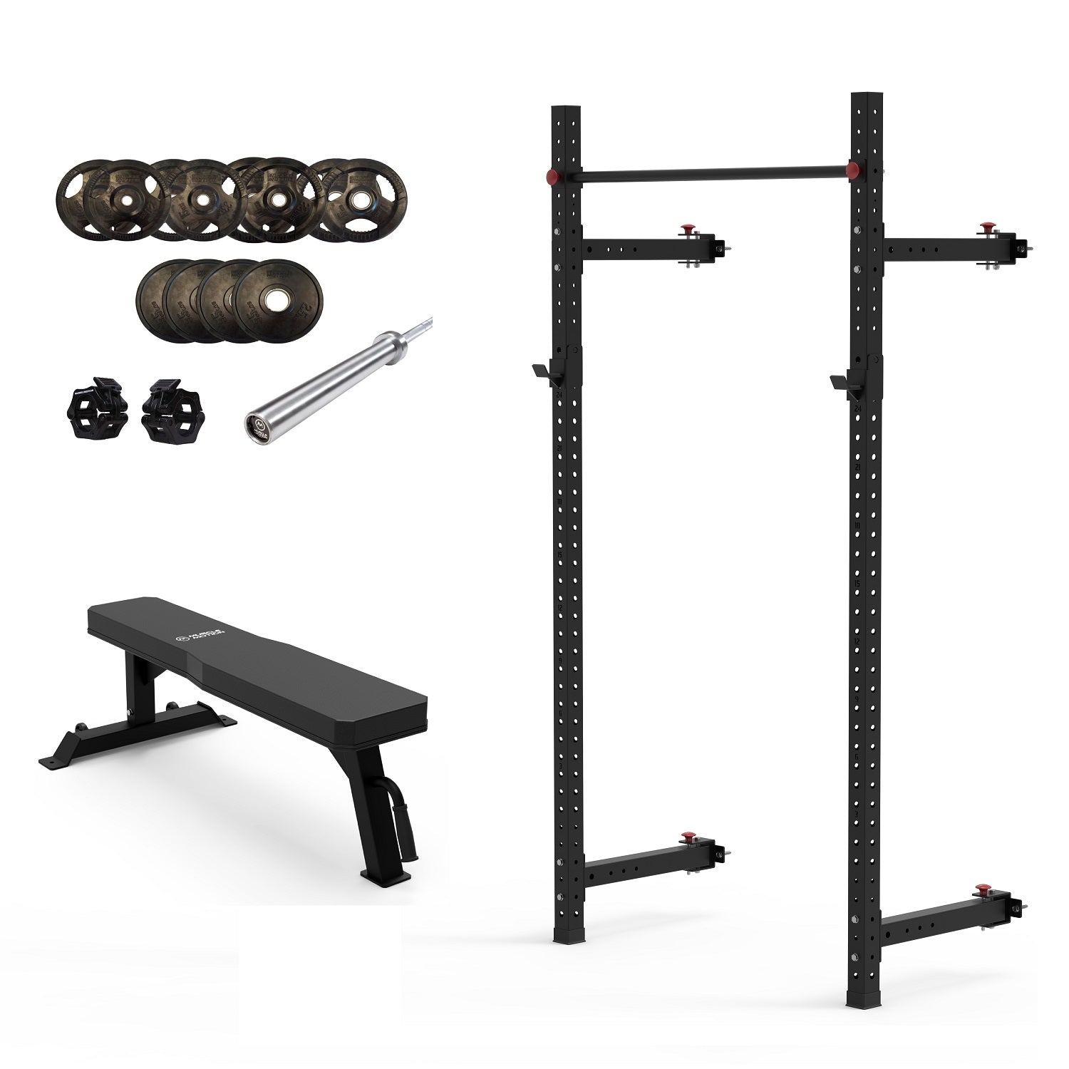 Muscle Motion Valor Wall Mounted Folding Squat Rack Package at GD