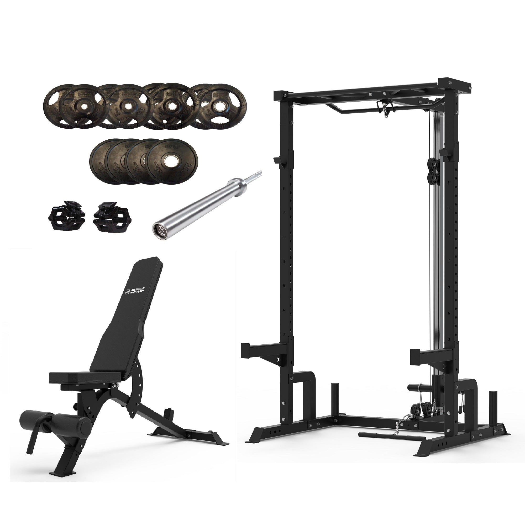 Muscle Motion Valor Modular Half Rack With High Low Pulley Package ...