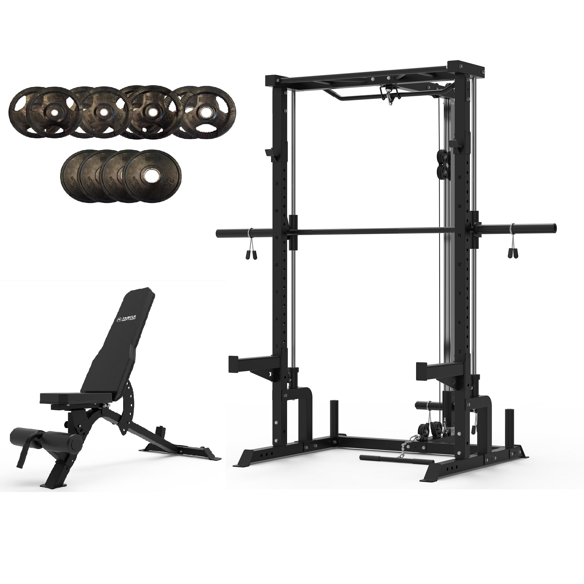 Muscle Motion Valor Modular Half Rack With Smith Machine And High Low ...