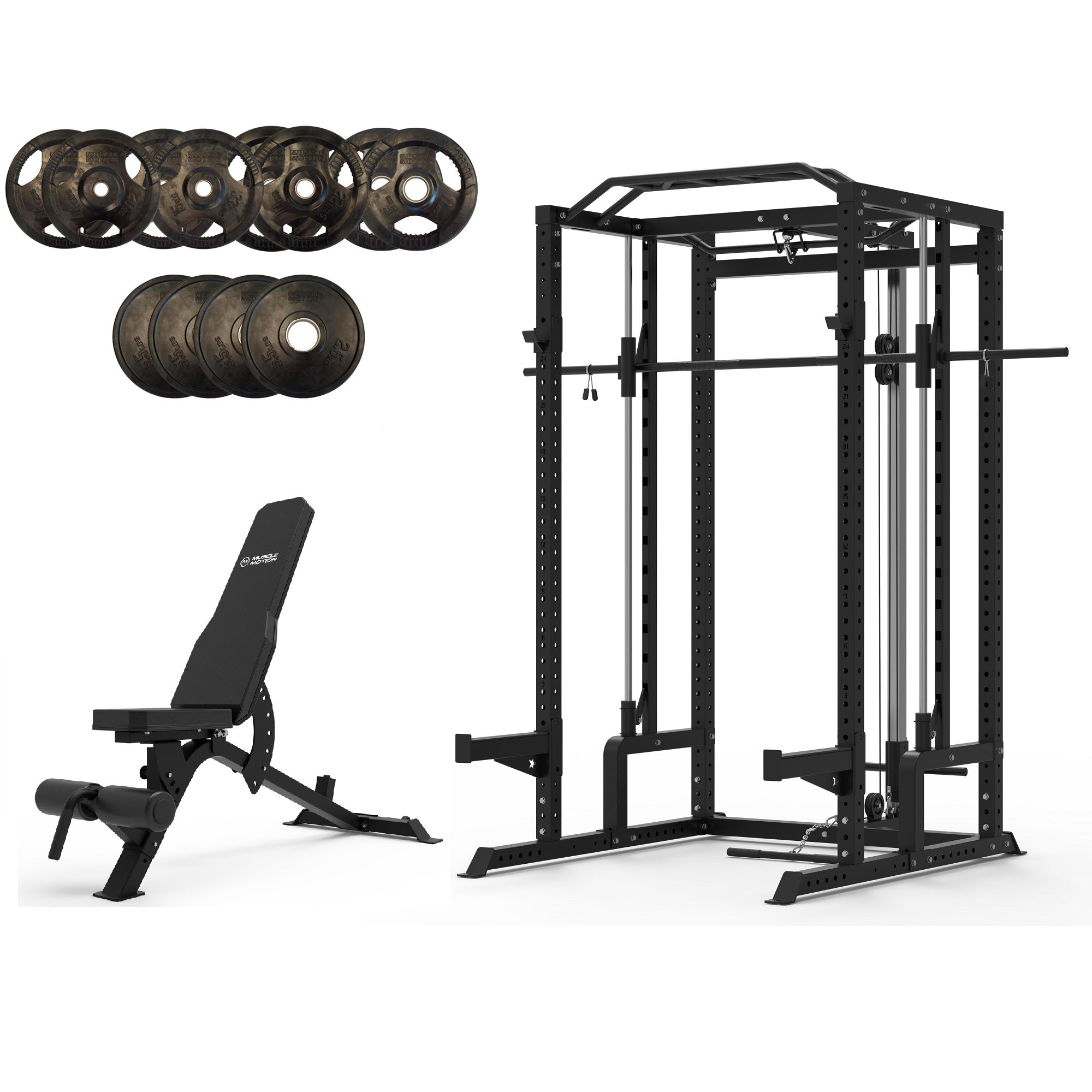 Muscle Motion Valor Power Rack with High Low Pulley and Smith