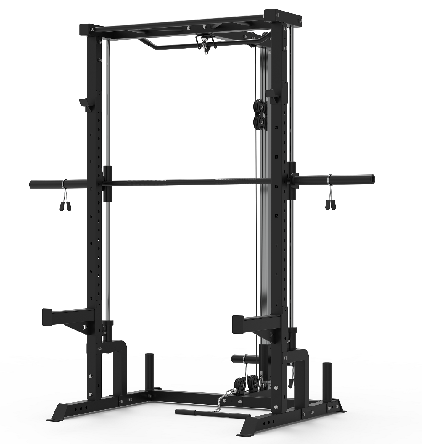 Muscle Motion Valor Modular Half Rack with Smith Machine and High Low ...