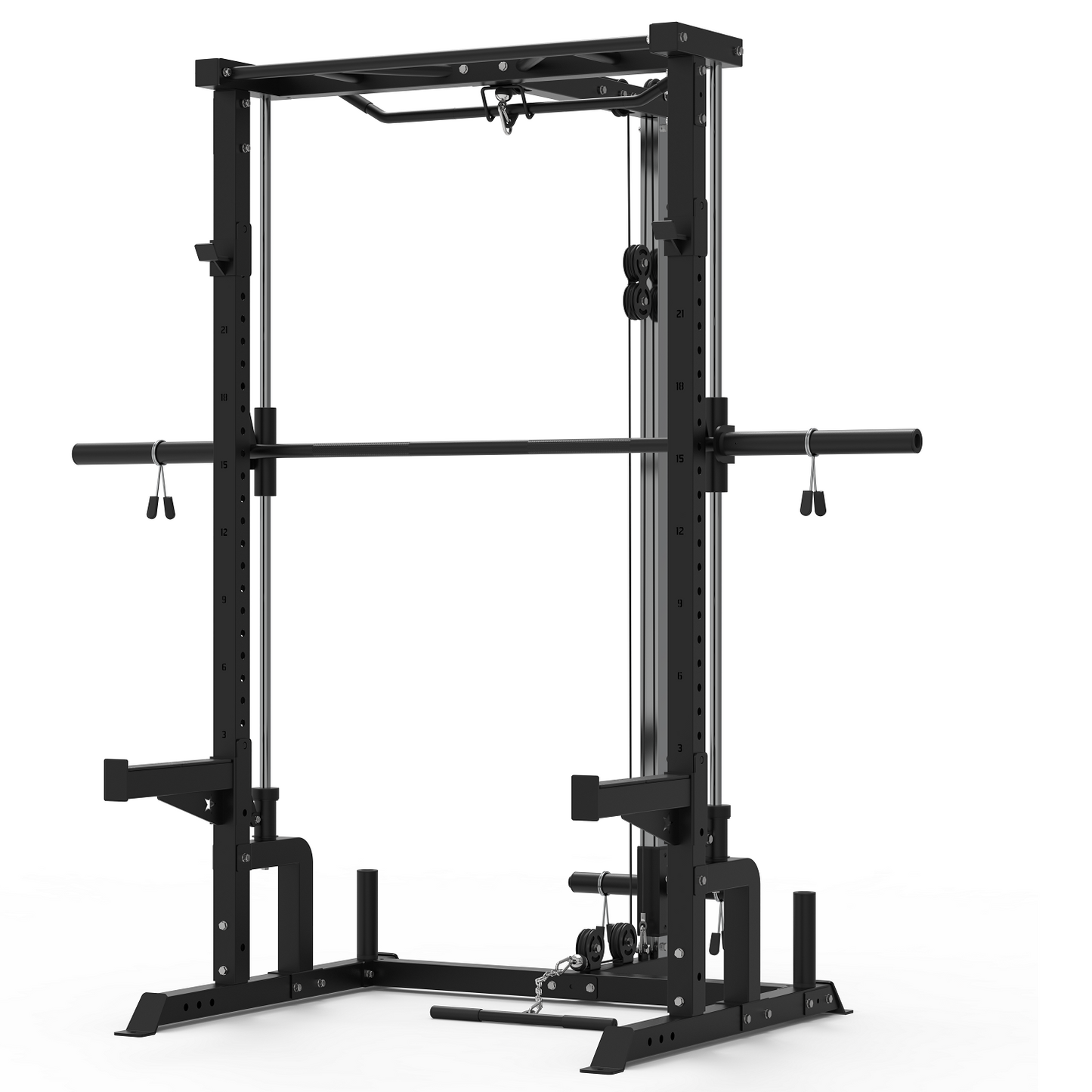 Muscle Motion Valor Modular Half Rack with Smith Machine and High