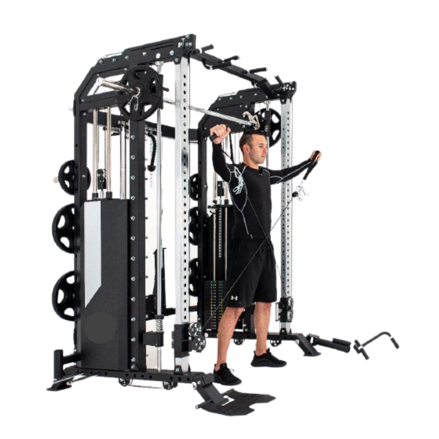 Rapid Motion - FT1009 Commercial Smith Machine Power Rack And Functional Trainer 3 In 1 Package-Gym Direct