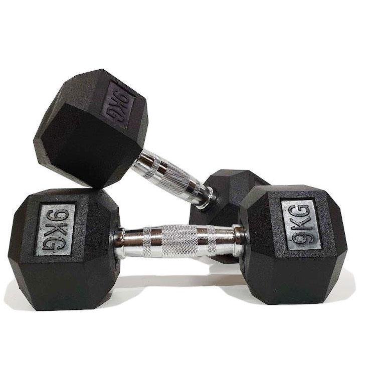 -Rubber Hex Dumbbells-Gym Direct