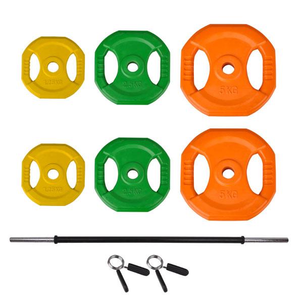 Muscle Motion 20KG Standard Coloured Rubber Pump Bar Set at GD