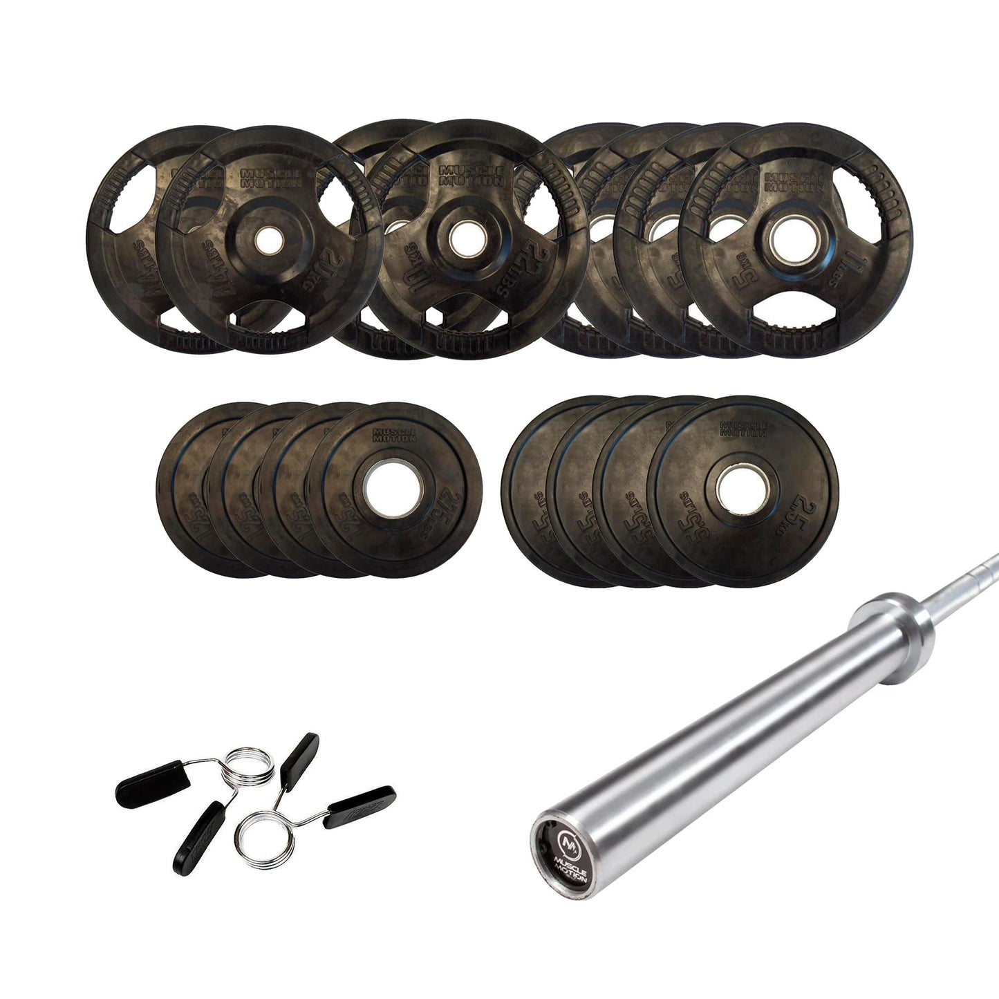 -Olympic Size Barbell + Rubber Plates Package-Gym Direct