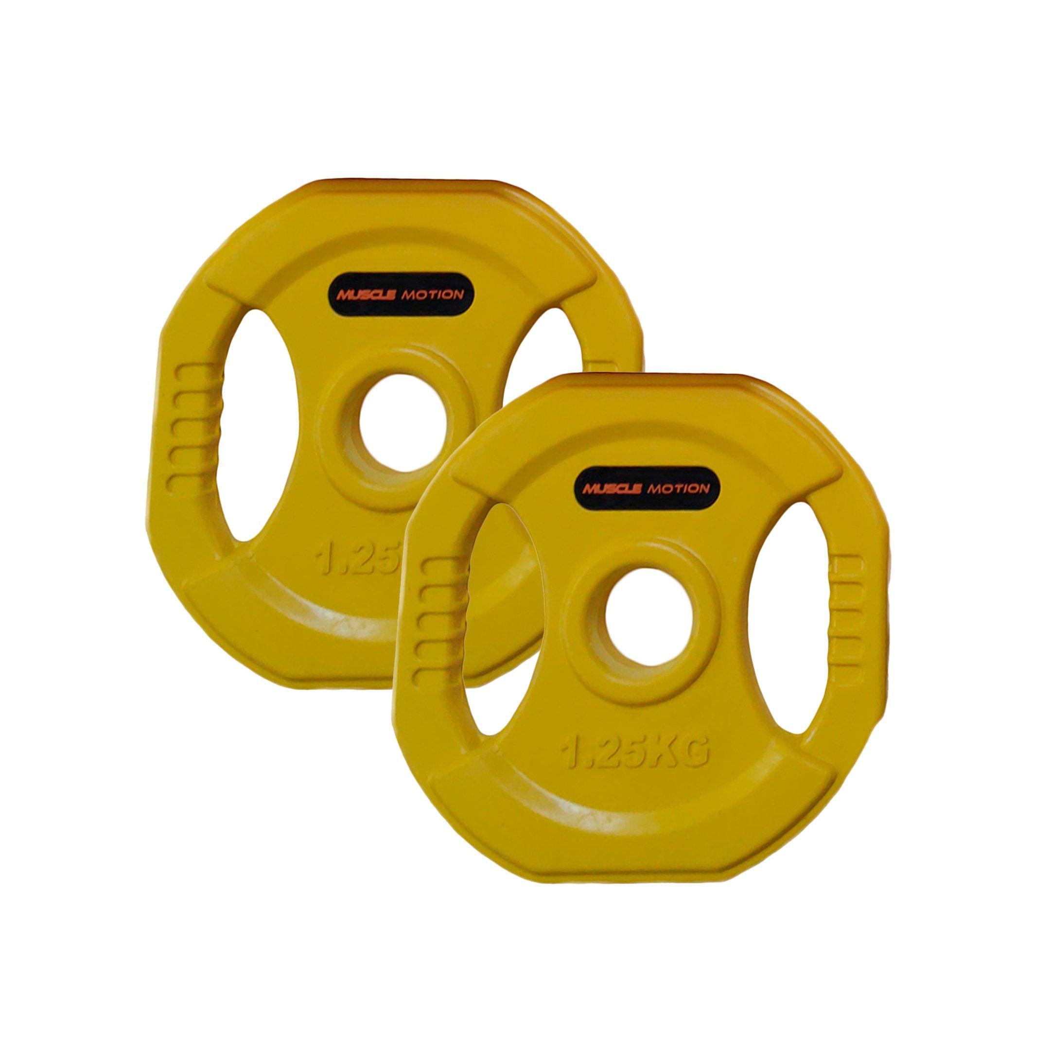 Muscle Motion Standard Colour Rubber Coated Weight Plates Pair 1.25kg