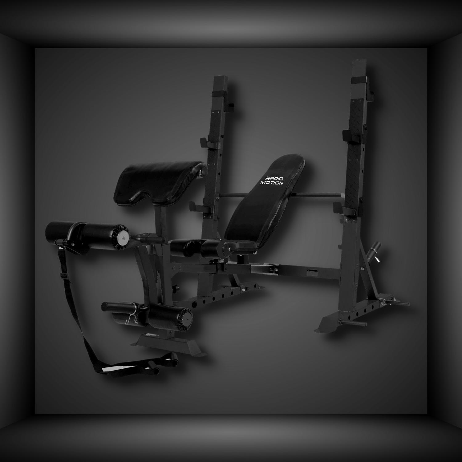 Squat Rack w Bench Press w Preacher Curl and Leg developer-Bench Press-Gym Direct