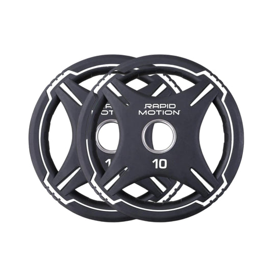 Rapid Motion Quad-Grip PU Olympic Plates - Pair | Gym Direct-Olympic Urethane Coated Weight Plates-Gym Direct