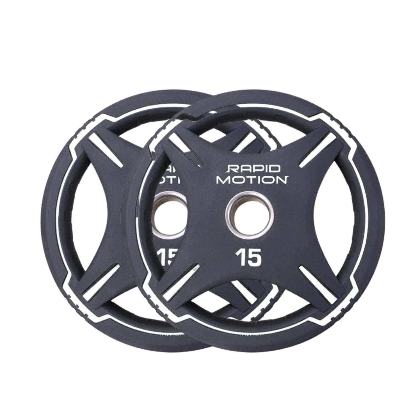 Rapid Motion Quad-Grip PU Olympic Plates - Pair | Gym Direct-Olympic Urethane Coated Weight Plates-Gym Direct