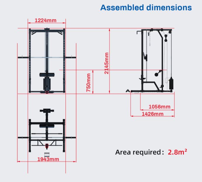 Muscle Motion SM1002W Smith Machine + 90kg Pin Loaded High Low